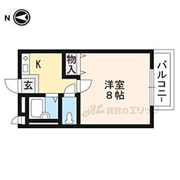 京都市営烏丸線 北大路駅 バス14分 柊野下車 徒歩6分の賃貸アパート 1階1Kの間取り