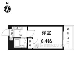 京都市営烏丸線 北大路駅 バス10分 金閣寺道下車 徒歩4分の賃貸マンション 1階1Kの間取り