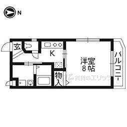 京阪本線 出町柳駅 バス7分 銀閣寺道下車 徒歩4分の賃貸マンション 2階1Kの間取り