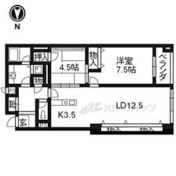 レヴィア北白川（CASA MIA北白川） 3階2LDKの間取り