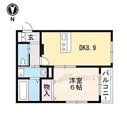 ラ・グレイス下鴨 1階1DKの間取り