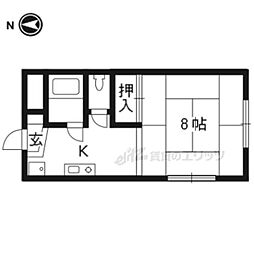 京阪本線 出町柳駅 バス10分 北白川仕伏町下車 徒歩2分の賃貸アパート 1階1Kの間取り