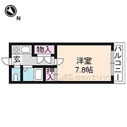 木全マンション 2階1Kの間取り