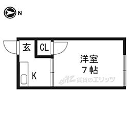 パレ修学院 2階1Kの間取り