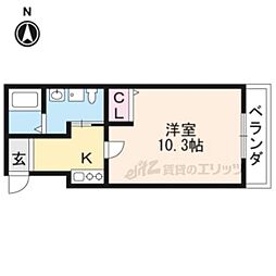 京都市営烏丸線 鞍馬口駅 徒歩12分の賃貸マンション 3階1Kの間取り