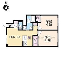 モントレー喜左衛門 1階2LDKの間取り