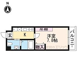 フラッティ衣笠 3階1Kの間取り