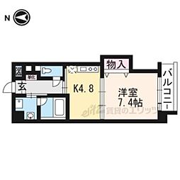 叡山電鉄叡山本線 一乗寺駅 徒歩4分の賃貸マンション 3階1Kの間取り
