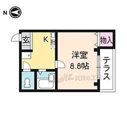 京阪本線 出町柳駅 徒歩6分の賃貸マンション 3階1Kの間取り