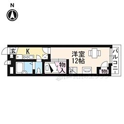 レオパレス花園 1階1Kの間取り