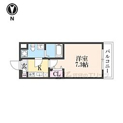 D.CLAREST CREST TAPP 二条 4階1Kの間取り