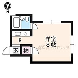 サン・ローラン北大路 ワンルームの間取図画像