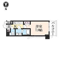 プレサンス京都北野白梅町 1Kの間取図画像