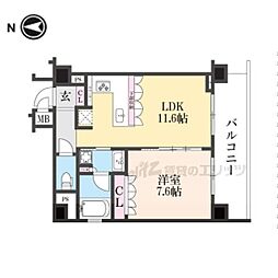 リーガル京都御所西V 1LDKの間取図画像