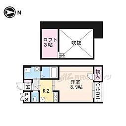 アクアプレイス京都西陣 1Kの間取図画像