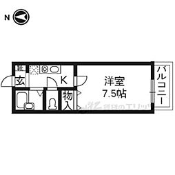フィオーレ芝本 1Kの間取図画像