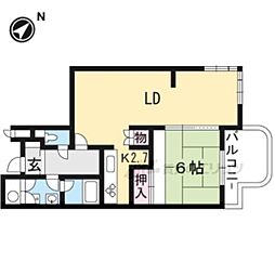 ルモン紫野 1LDKの間取図画像