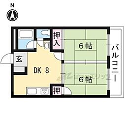 ヴィラージュ岩倉 2DKの間取図画像