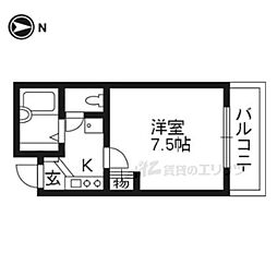 パープルゲート 1Kの間取図画像