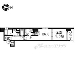 リーガル京都烏丸東 1DKの間取図画像