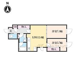 カーサ壬生寺道 2LDKの間取図画像