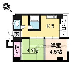ウエストプラザ三越 2DKの間取図画像