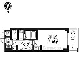プレサンス京都五条天使突抜 1Kの間取図画像