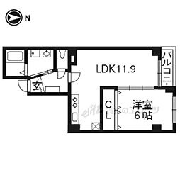 フォレステージ西院 1LDKの間取図画像