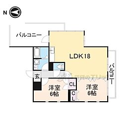 ラッフィナート 2LDKの間取図画像