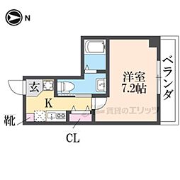 メゾン・オンディーヌ 1Kの間取図画像