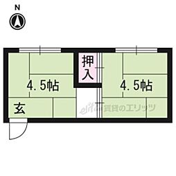 清雲荘 2階ワンルームの間取り