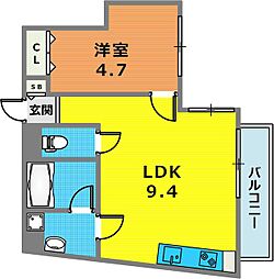 花隈岩崎マンション 1LDKの間取図画像