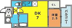 セレニテ神戸西エクラ 1DKの間取図画像