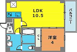 アリビラ六甲 1LDKの間取図画像