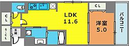 神戸ハーバーサイド萬利レジデンス 1LDKの間取図画像