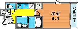 エルズステューディオ岡本 1Kの間取図画像