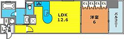 リーガル神戸三宮フラワーロード 1LDKの間取図画像