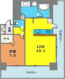ライオンズタワー神戸旧居留地 1LDKの間取図画像