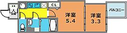 セレニテ神戸ミラク 2Kの間取図画像