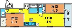 グレイスコート神戸北野 2LDKの間取図画像