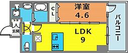プレサンスTHE神戸 1LDKの間取図画像