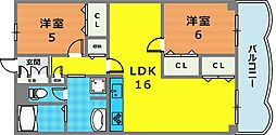 ハイムあじさい 2LDKの間取図画像