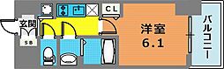 プレサンスジェネ新神戸ステーションフロント 1Kの間取図画像
