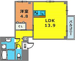 三谷川ビル 1LDKの間取図画像