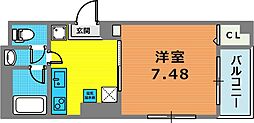 サントル花隈 1Kの間取図画像