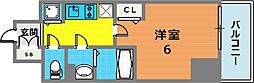 プレサンス三宮エレガンシア 1Kの間取図画像