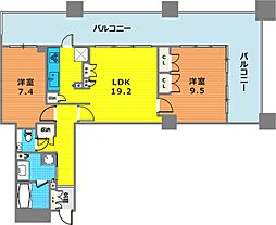 トア山手ザ・神戸タワー 2LDKの間取図画像