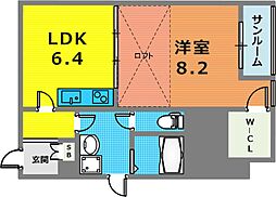 サンビルダーパールビル 1DKの間取図画像