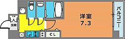 Wスタイル神戸2 1Kの間取図画像