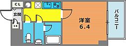 クオーレ三宮弐番館 1Kの間取図画像